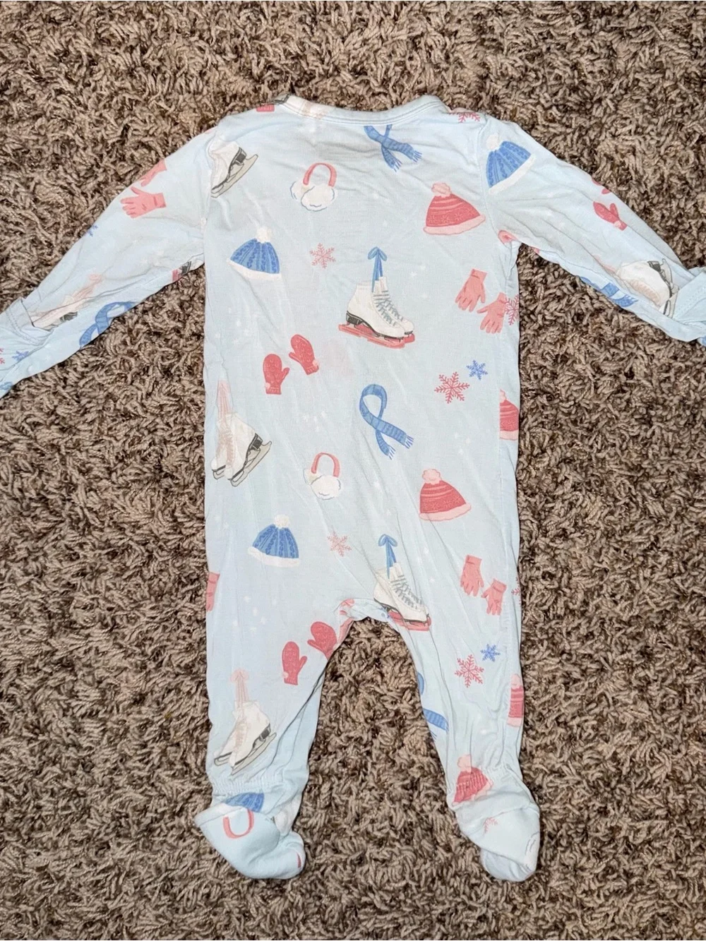 Angel Dear Light Blue Ice Skate Print 2-Way Zipper PJ (0-3 months)